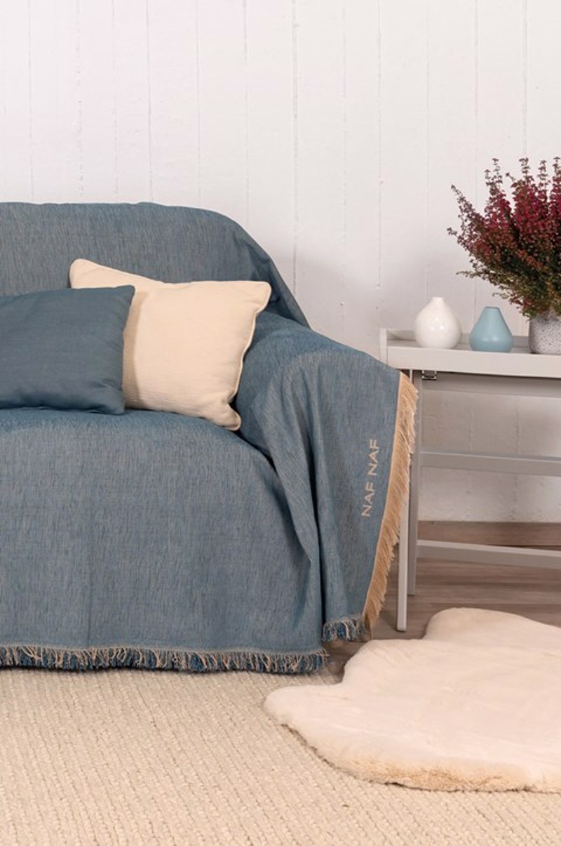 Βιοκαρπέτ Home Naf-Naf Highline Ριχτάρι Πολυθρόνας Denim Μπλε 180x180cm 358-154