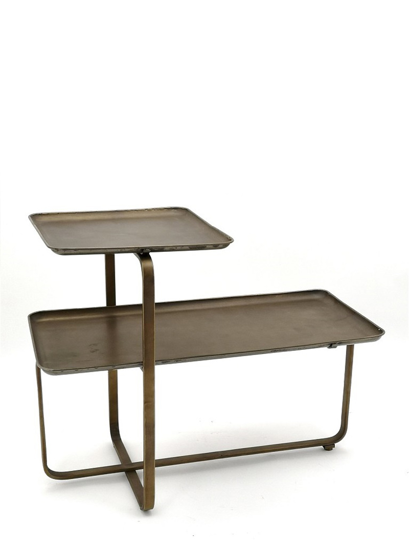 Έπιπλα σαλονιού agiovlasitishome - ΣΗΜΑΝΤΙΚΟ: Σε περίπτωση διαφοράς τιμής από το κατάστημα ισχύει παντα και μόνο η τιμή του καταστήματος Ραφιέρα 2 Επιπέδων Μεταλλική Μπρονζέ 79Χ42Χ64εκ AFT217