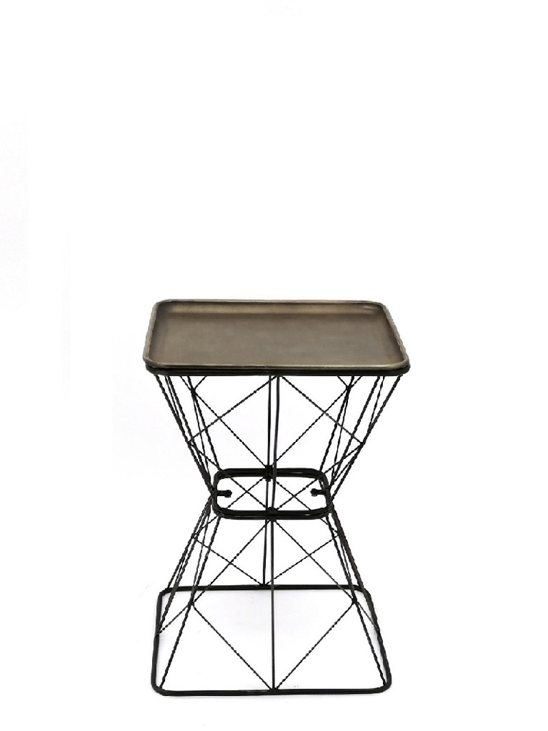 Τραπεζάκι Σαλονιού Τετράγωνο Μεταλλικό Μπρονζέ 40Χ56εκ 