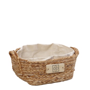 Καλάθι από Γιούτα με Λαβές και Βαμβακερό Ύφασμα 17x17x9cm AMN105 Espiel