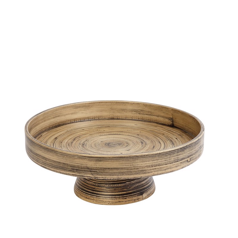 Στρογγυλός Δίσκος με Πόδι ''BALI'' Bamboo Φ35x14cm BAB1