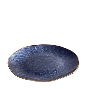 Shine Πιατέλα Γυάλινη Μπλε με Χρυσό Χείλος 33εκ DAC1805 Espiel