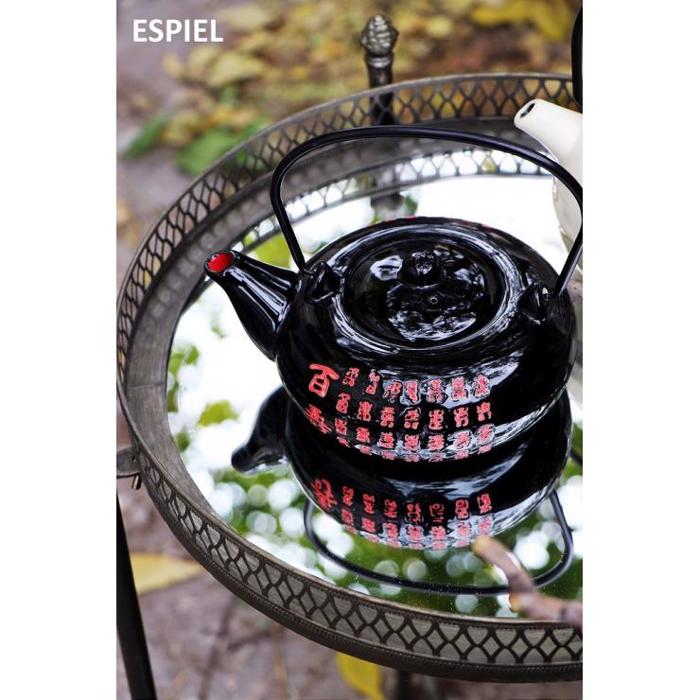 Tsagera me Sita Mavri/Kokkini Stoneware 600ml 19x14x8cm EZT101 Espiel