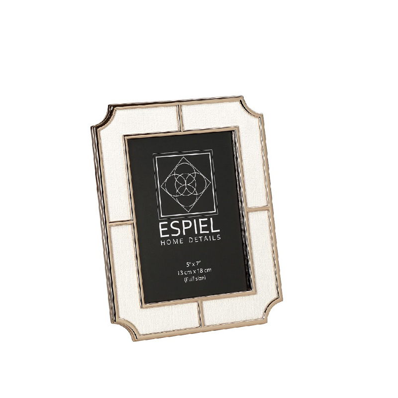 Espiel - ΣΗΜΑΝΤΙΚΟ: Σε περίπτωση διαφοράς τιμής από το κατάστημα ισχύει παντα και μόνο η τιμή του καταστήματος Κορνίζα Μεταλλική/Υφασμάτινη Λευκή 13x18cm FAM745 Espie