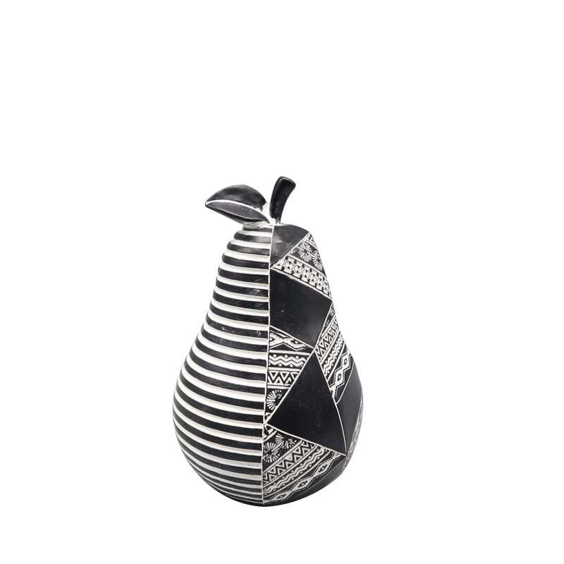 Διακοσμητικά Επιτραπέζια agiovlasitishome - ΣΗΜΑΝΤΙΚΟ: Σε περίπτωση διαφοράς τιμής από το κατάστημα ισχύει παντα και μόνο η τιμή του καταστήματος Φιγούρα Αχλάδι Πολυρεζίν Μαύρο-Λευκό 16εκ FIG208 Espiel