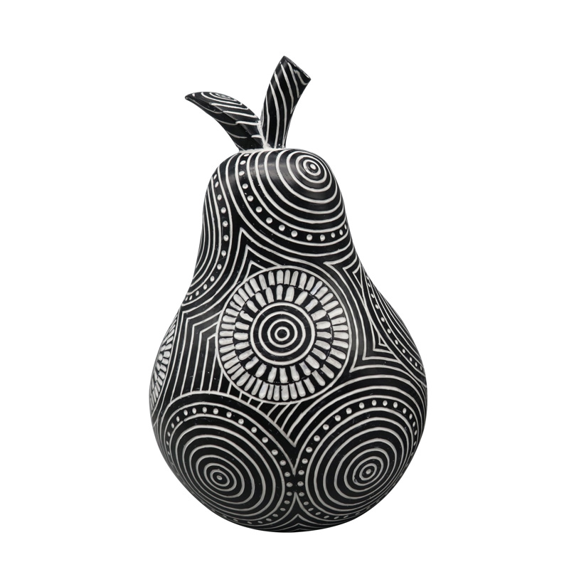 Διακοσμητικά Επιτραπέζια agiovlasitishome - ΣΗΜΑΝΤΙΚΟ: Σε περίπτωση διαφοράς τιμής από το κατάστημα ισχύει παντα και μόνο η τιμή του καταστήματος Φιγούρα Αχλάδι Πολυρεζίν Μαύρο-Λευκό 27.5εκ FIG225 Espi