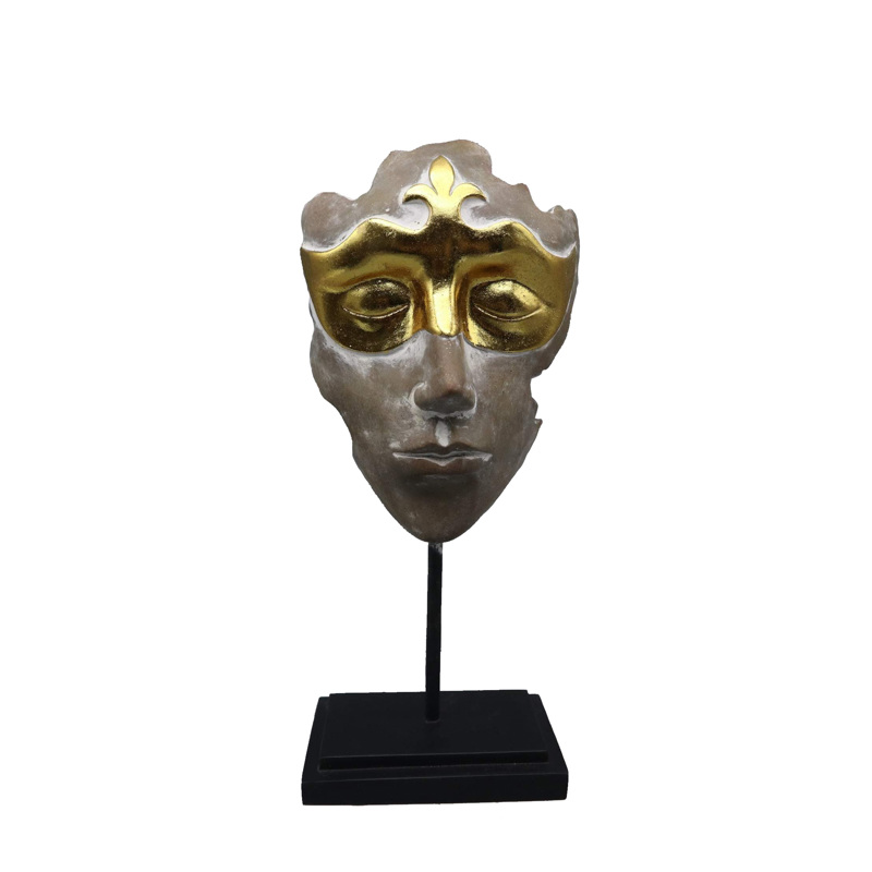 Προσωπείο με Χρυσή Μάσκα Πολυρεζίν Μπεζ 29εκ FIG234 Esp