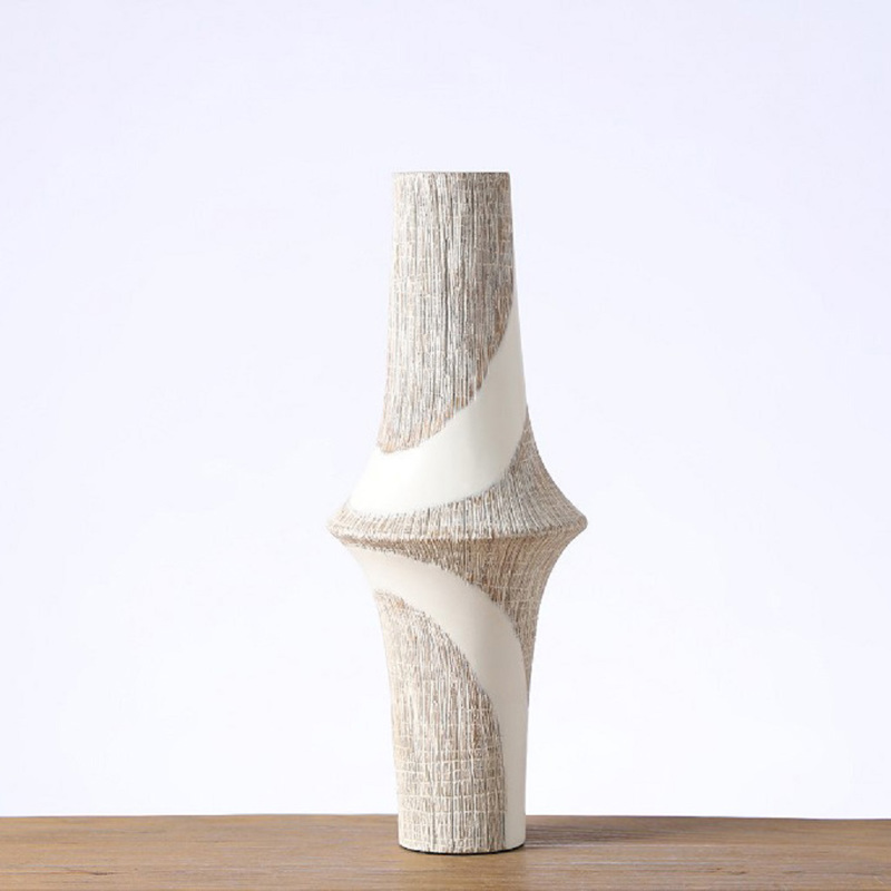 Espiel - ΣΗΜΑΝΤΙΚΟ: Σε περίπτωση διαφοράς τιμής από το κατάστημα ισχύει παντα και μόνο η τιμή του καταστήματος Βάζο Ανάγλυφο Λευκό/Μπεζ Resin Φ18x47cm FIK358 Espiel