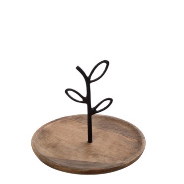 Πιατέλα Ξύλινη με Μεταλλική Λαβή Μαύρη Φ20X17cm FRI104K2 Espiel