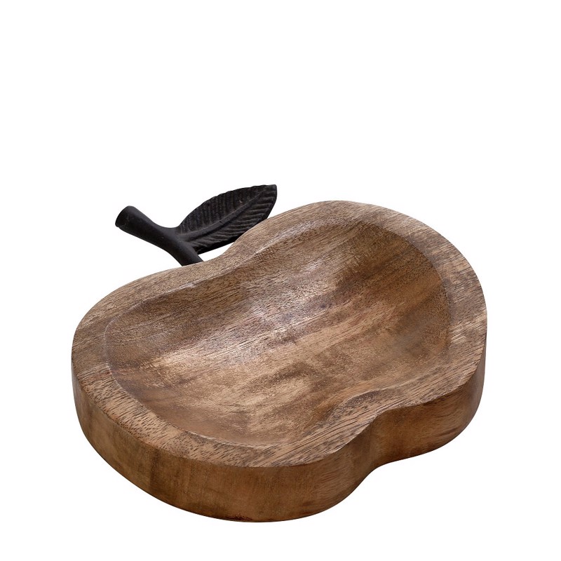 Πιατέλα Ξύλινη ''Μήλο'' με Μεταλλική Λαβή Μαύρη 19X18X4cm FRI152K4 Espiel