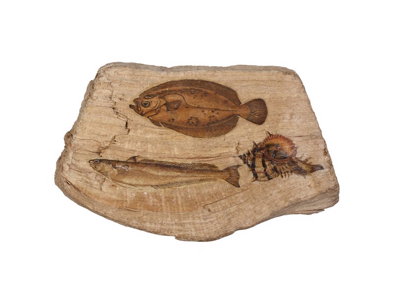 Επιτραπέζιο Διακοσμητικό από Ξύλο με Σχέδιο Ψάρια 20Χ12