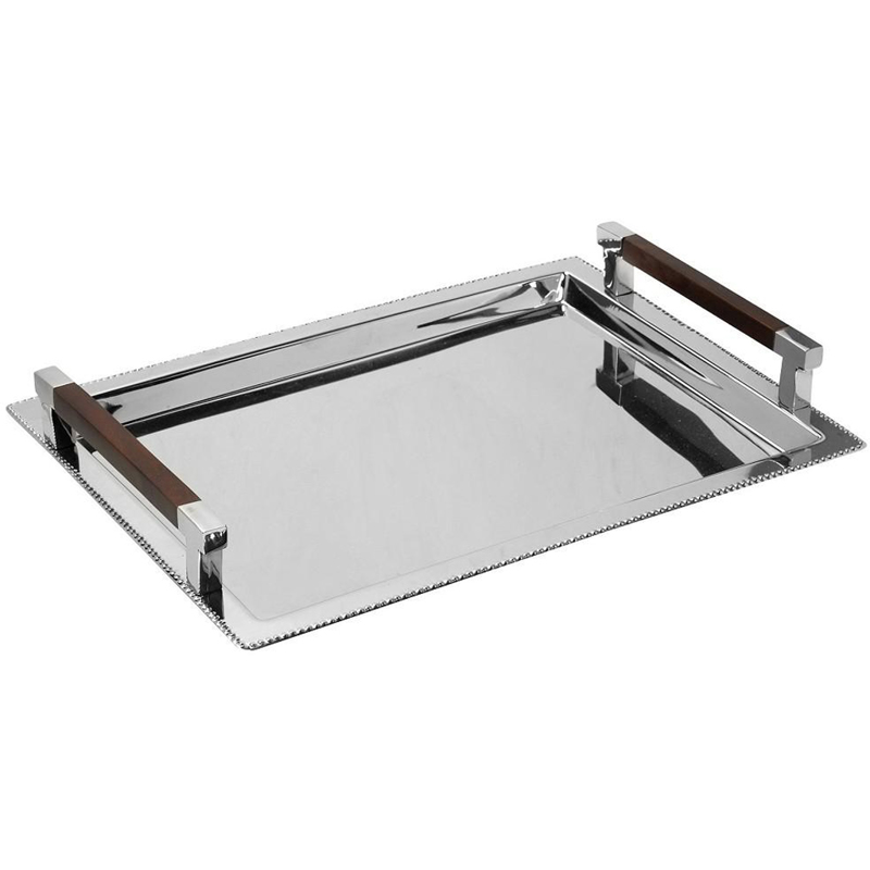 Δίσκος Ανοξείδωτος Ασημί Ορθογώνιος 49x37x9cm GET108 Es