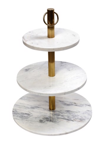 Ορντερβιέρα 3 Επιπέδων από Μάρμαρο Λευκή Φ41x59cm GET427 Espiel