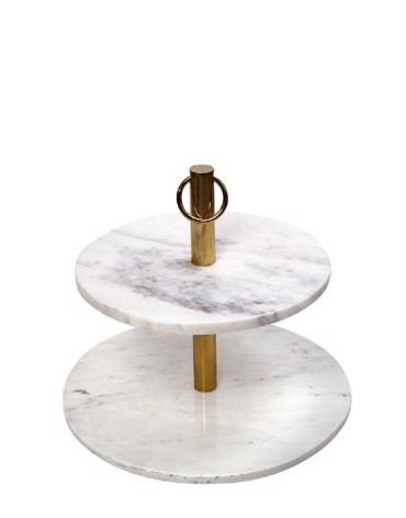 Ορντερβιέρα 2 Επιπέδων από Μάρμαρο Λευκή Φ41x40cm GET428 Espiel