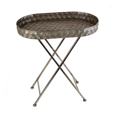 Τραπεζάκι Οβάλ Μεταλλικό 65x39.5x70.5cm GLD104 Espiel