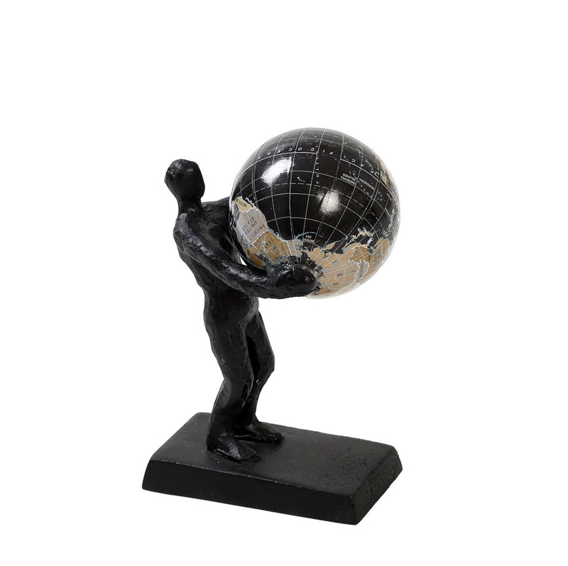 Διακοσμητικά Επιτραπέζια agiovlasitishome - ΣΗΜΑΝΤΙΚΟ: Σε περίπτωση διαφοράς τιμής από το κατάστημα ισχύει παντα και μόνο η τιμή του καταστήματος Ανδρική Φιγούρα που Κρατά Υδρόγειο Resin Μαύρη 8.5x6x12