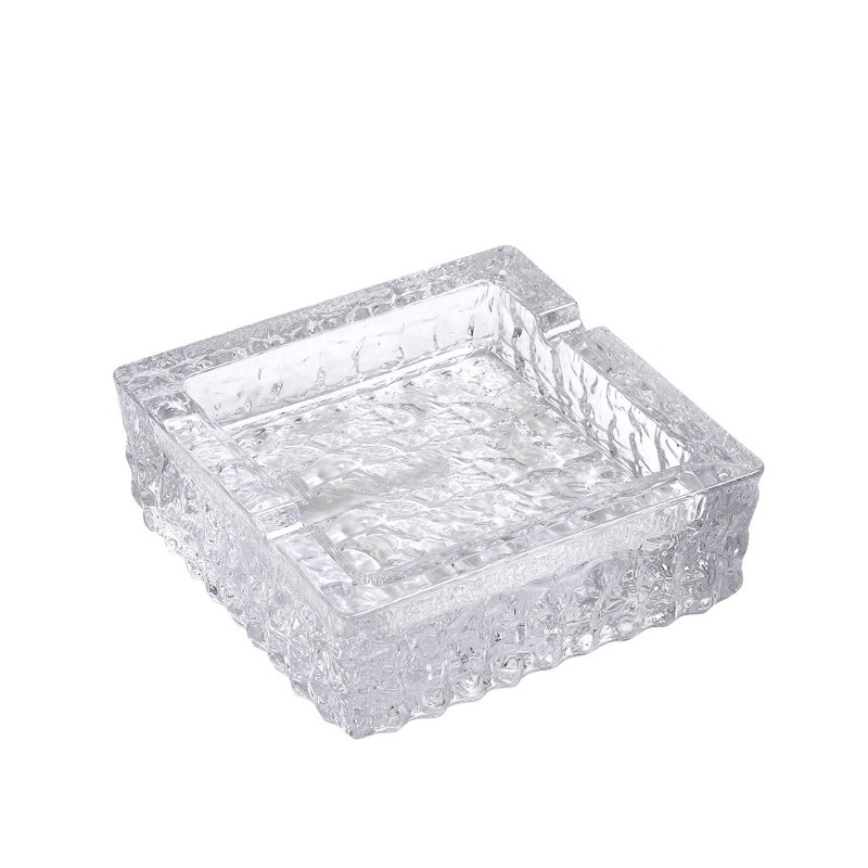 Σταχτοδοχείο Τετράγωνο Σκαλιστό Γυάλινο 13x13x4.7cm HOZ