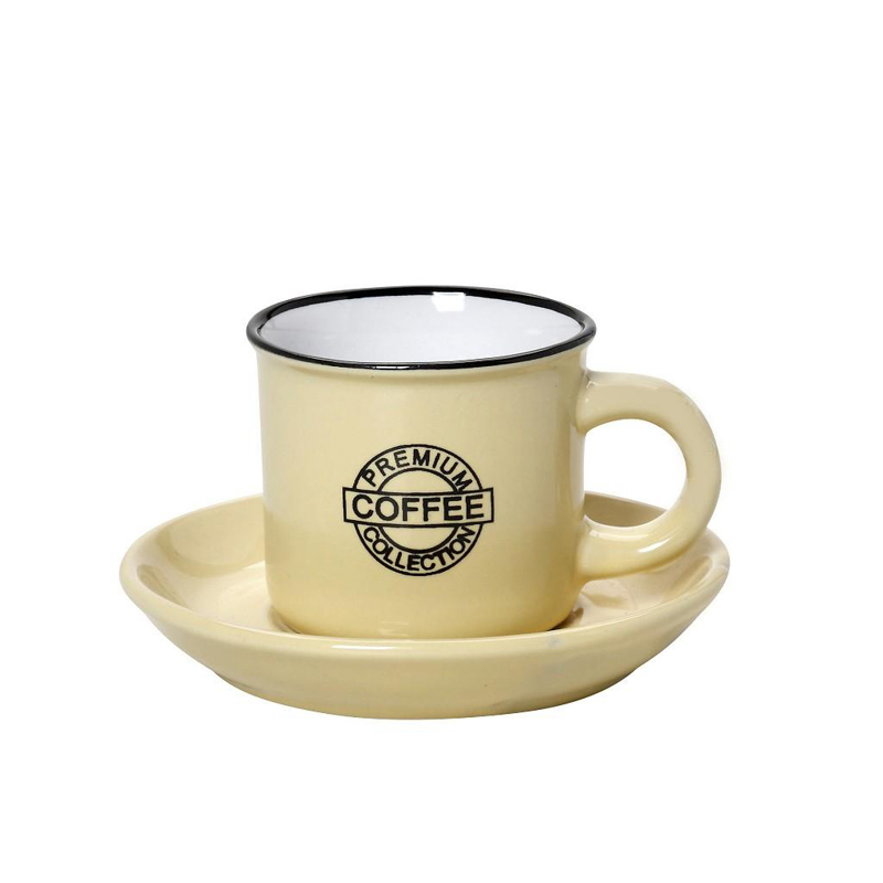 Φλιτζάνι και Πιατάκι Cappuccino Κίτρινο Stoneware 300ml Φ9x14cm HUN310K6 Espiel