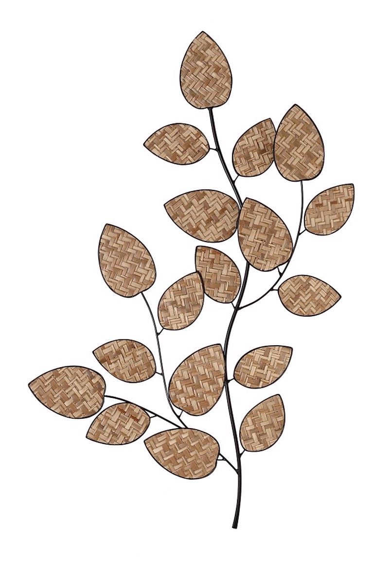 agiovlasitishome Διακοσμητικά τοίχου - ΣΗΜΑΝΤΙΚΟ: Σε περίπτωση διαφοράς τιμής από το κατάστημα ισχύει παντα και μόνο η τιμή του καταστήματος Διακοσμητικό Τοίχου Μεταλλικό Μπεζ με Φύλλα από Ψάθα 66