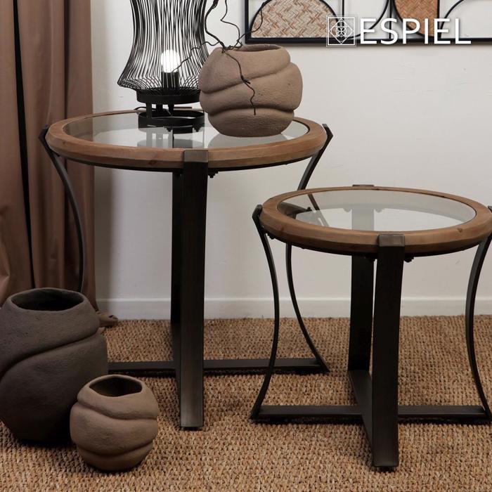 Set ton 2 Trapezaki Strongulo Gyalino me Xulini Perimetro kai Metalliki Basi F68x61cm/F53x48cm JAM102 Espiel