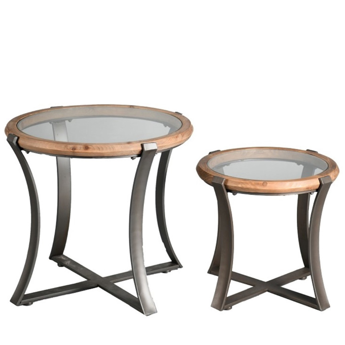 Set ton 2 Trapezaki Strongulo Gyalino me Xulini Perimetro kai Metalliki Basi F68x61cm/F53x48cm JAM102 Espiel