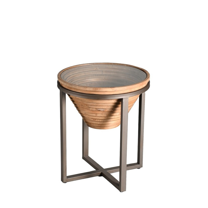 Trapezaki Strongulo Xulino me Gyalini Epifaneia kai Metalliki Basi F46x55.5cm JAM106 Espiel