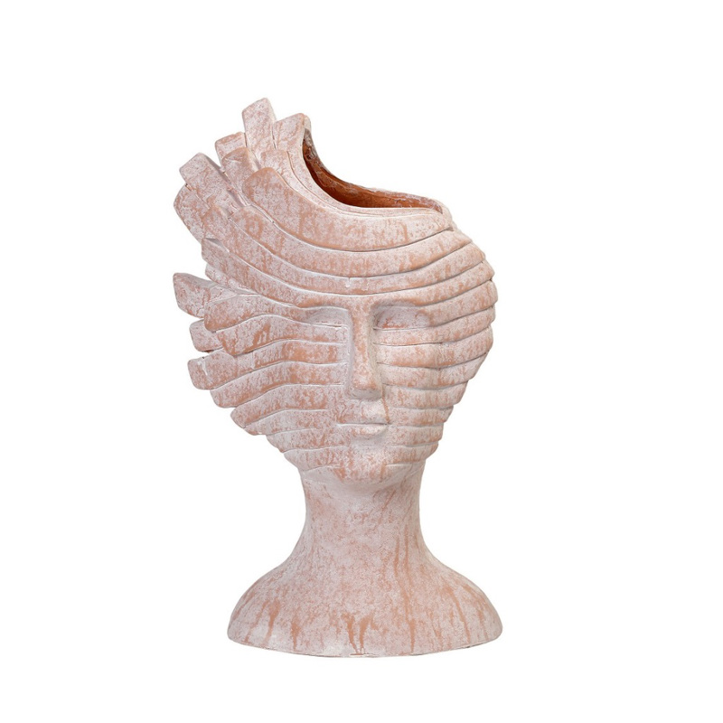 Γλάστρες - Ζαρντινιέρες agiovlasitishome - ΣΗΜΑΝΤΙΚΟ: Σε περίπτωση διαφοράς τιμής από το κατάστημα ισχύει παντα και μόνο η τιμή του καταστήματος Κασπώ Φιγούρα Ανδρικό Πρόσωπο Σομόν 30x22x47cm KUN310 E