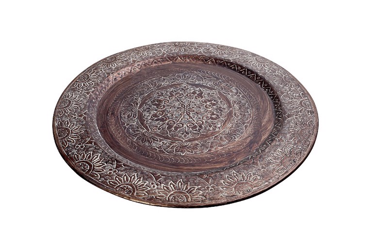 Espiel - ΣΗΜΑΝΤΙΚΟ: Σε περίπτωση διαφοράς τιμής από το κατάστημα ισχύει παντα και μόνο η τιμή του καταστήματος Διακοσμητικός Δίσκος Αλουμινίου Καφέ με Ανάγλυφο Σχέδιο