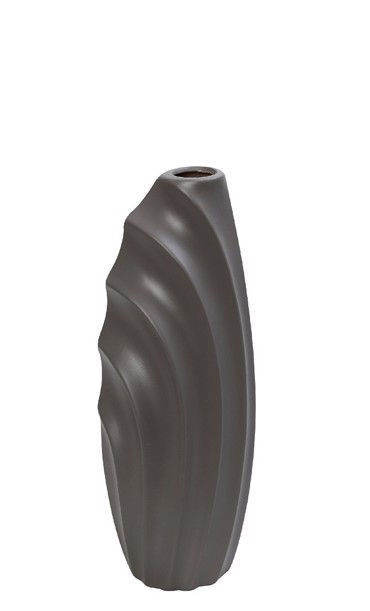 Βάζο Κεραμικό Ασύμμετρο Σκούρο Γκρι 16x12x35cm MIG130 Espiel