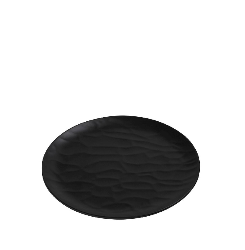 Black Πιάτο Ρηχό Στρογγ. 23εκ Wavy Matte Μελαμίνης MLB3