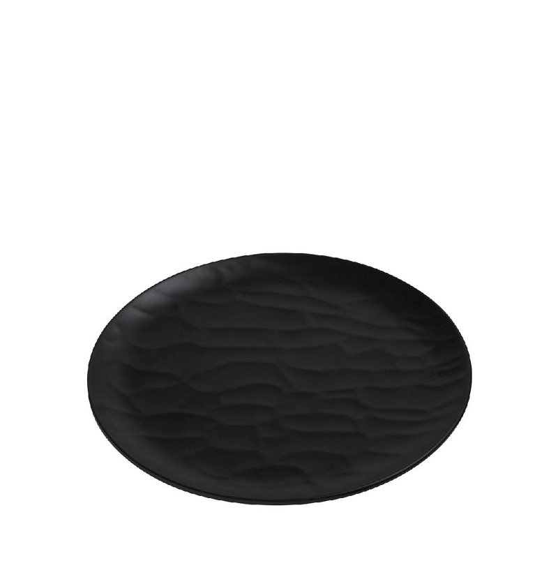 Black Πιάτο Ρηχό Στρογγ. 25εκ Wavy Matte Μελαμίνης MLB3