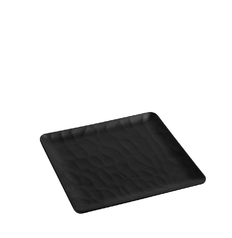 Black Πιάτο Ρηχό Τετραγ. 18εκ Wavy Matte Μελαμίνης MLB3