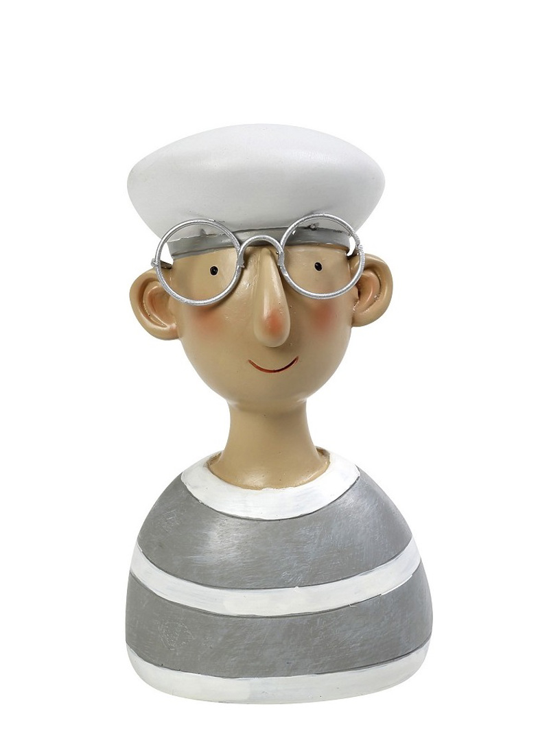 Ναύτης Ριγέ Γκρι/Λευκός Resin 12.5x10x26cm MT2744K1 Esp