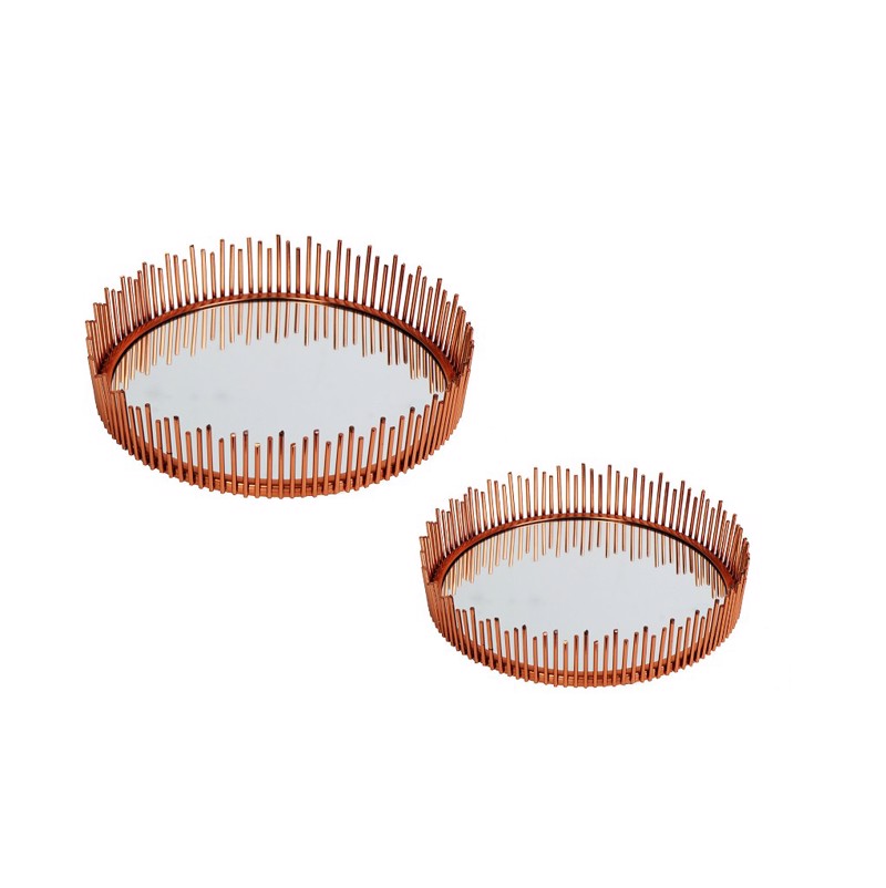 Σετ των 2 Δίσκος Χάλκινος 'Ακτίνες' 30Χ6/25Χ6εκ NID151 