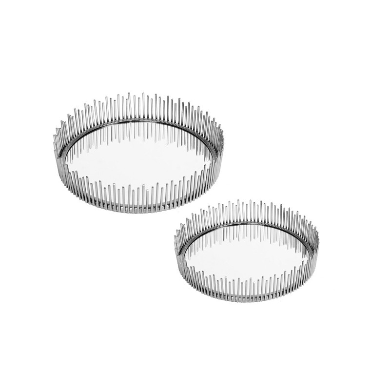 Espiel - ΣΗΜΑΝΤΙΚΟ: Σε περίπτωση διαφοράς τιμής από το κατάστημα ισχύει παντα και μόνο η τιμή του καταστήματος Σετ 2 τεμ Δίσκος Μεταλλικός Ασημί με Καθρέπτη 'Ακτίνες'