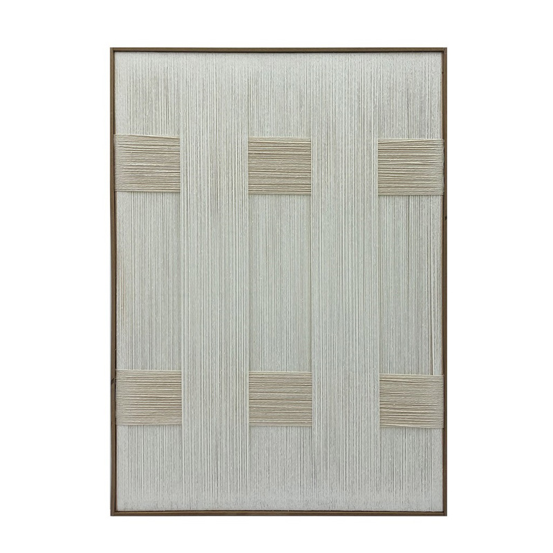 Πίνακας με Κορνίζα Ξύλινη και Νήμα Μπεζ 50x3.5x70cm NIM