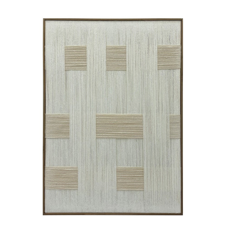 agiovlasitishome Διακοσμητικά τοίχου - ΣΗΜΑΝΤΙΚΟ: Σε περίπτωση διαφοράς τιμής από το κατάστημα ισχύει παντα και μόνο η τιμή του καταστήματος Πίνακας με Κορνίζα Ξύλινη και Νήμα Μπεζ 50x3.5x70cm NIM