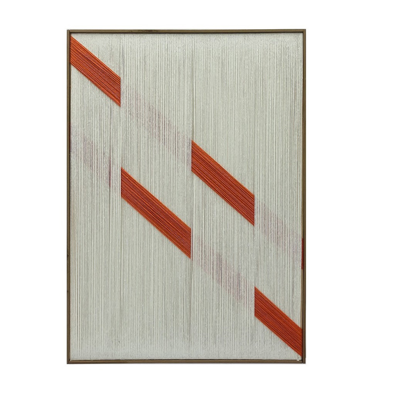 Πίνακας με Κορνίζα Ξύλινη και Νήμα Μπεζ/Κόκκινος 50x3.5