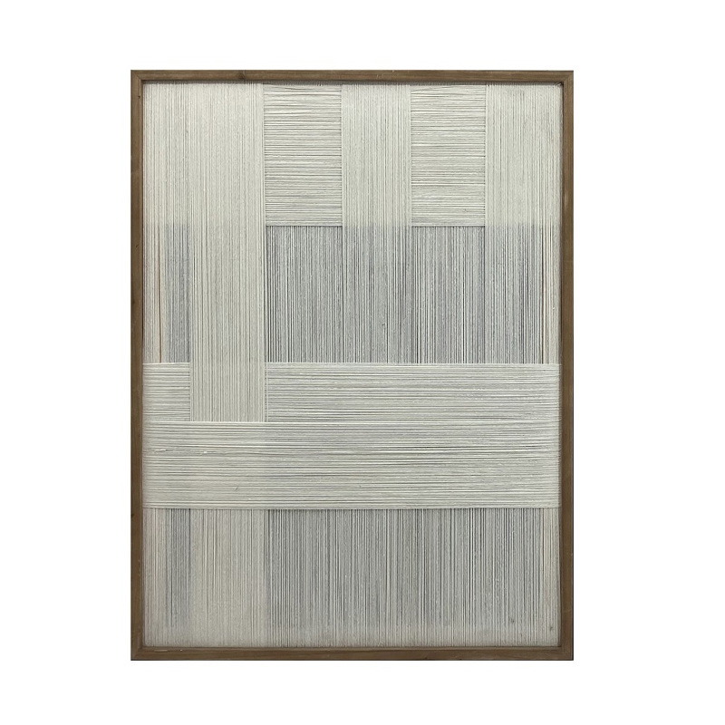 agiovlasitishome Διακοσμητικά τοίχου - ΣΗΜΑΝΤΙΚΟ: Σε περίπτωση διαφοράς τιμής από το κατάστημα ισχύει παντα και μόνο η τιμή του καταστήματος Πίνακας με Κορνίζα Ξύλινη και Νήμα Μπεζ/Γκρι 60x3x80cm