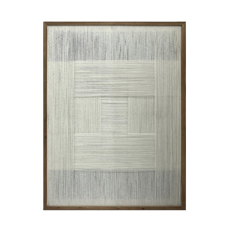 agiovlasitishome Διακοσμητικά τοίχου - ΣΗΜΑΝΤΙΚΟ: Σε περίπτωση διαφοράς τιμής από το κατάστημα ισχύει παντα και μόνο η τιμή του καταστήματος Πίνακας με Κορνίζα Ξύλινη και Νήμα Μπεζ/Γκρι 60x3x80cm