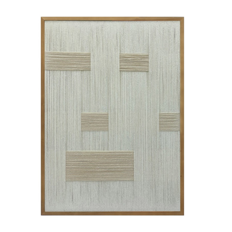 agiovlasitishome Διακοσμητικά τοίχου - ΣΗΜΑΝΤΙΚΟ: Σε περίπτωση διαφοράς τιμής από το κατάστημα ισχύει παντα και μόνο η τιμή του καταστήματος Πίνακας με Κορνίζα Ξύλινη και Νήμα Μπεζ 50x3.5x70cm NIM