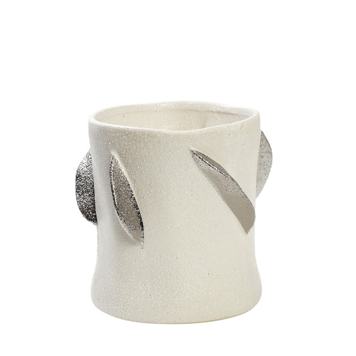 Bazo Keramiko Lefko me Asimi Fulla F19x18.2cm NIX103 Espiel