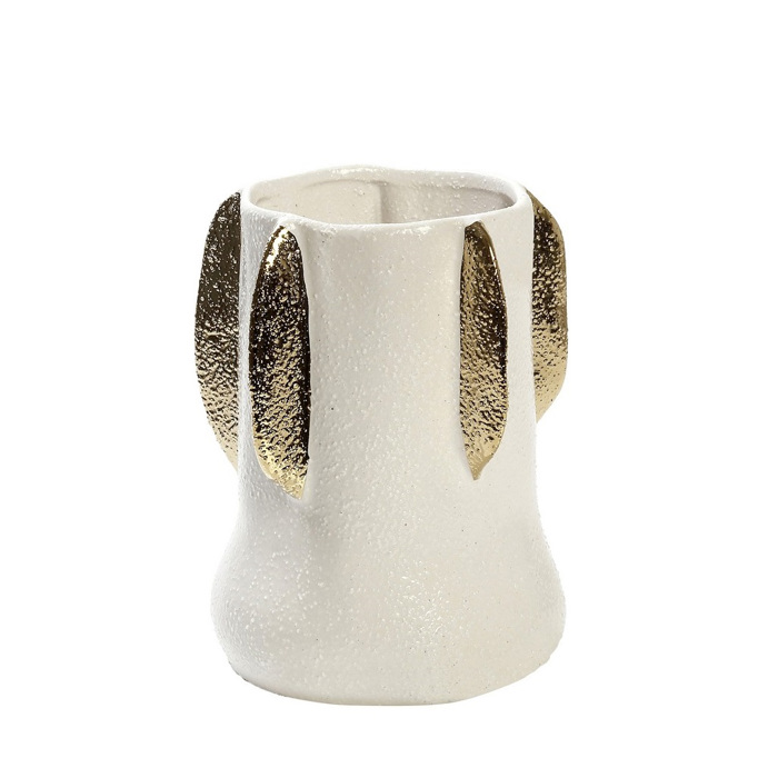 Bazo Keramiko Lefko me Xrusa Fulla F15.8x20.3cm NIX111 Espiel