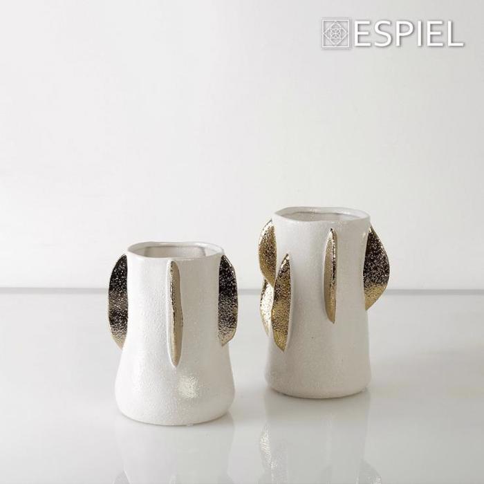 Bazo Keramiko Lefko me Xrusa Fulla F15.8x20.3cm NIX111 Espiel