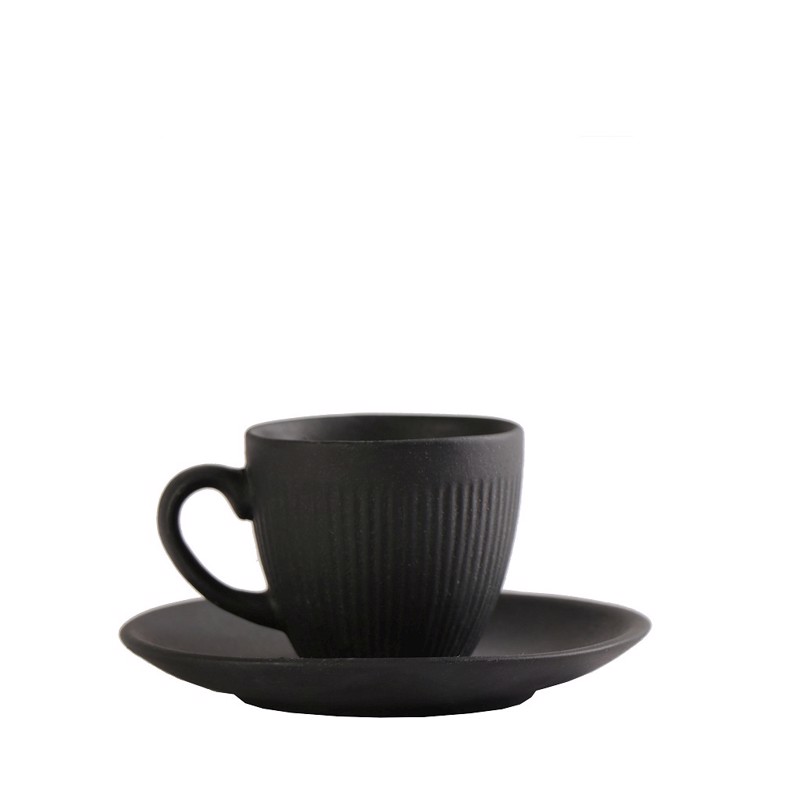 Φλιτζάνι Espresso και Πιατάκι ”GOBI” Πορσελάνης Μαύρο Ματ 80ml Φ12×6.5cm OW2043K6 Espiel