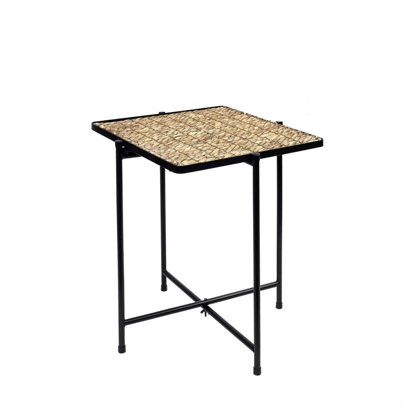 Espiel - ΣΗΜΑΝΤΙΚΟ: Σε περίπτωση διαφοράς τιμής από το κατάστημα ισχύει παντα και μόνο η τιμή του καταστήματος Τραπεζάκι Τετράγωνο Ψάθινο/Μεταλλικό Μπεζ/Μαύρο 37.5x37