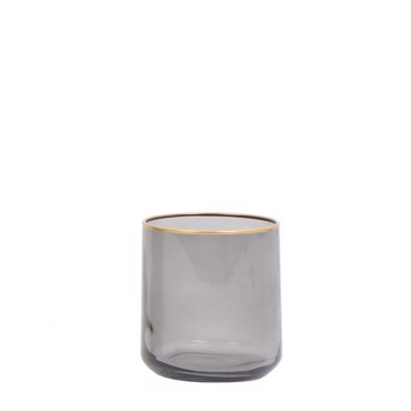 Κηροπήγιο Γυάλινο Γκρι με Χρυσό Χείλος 8εκ. RAB452K6 Espiel