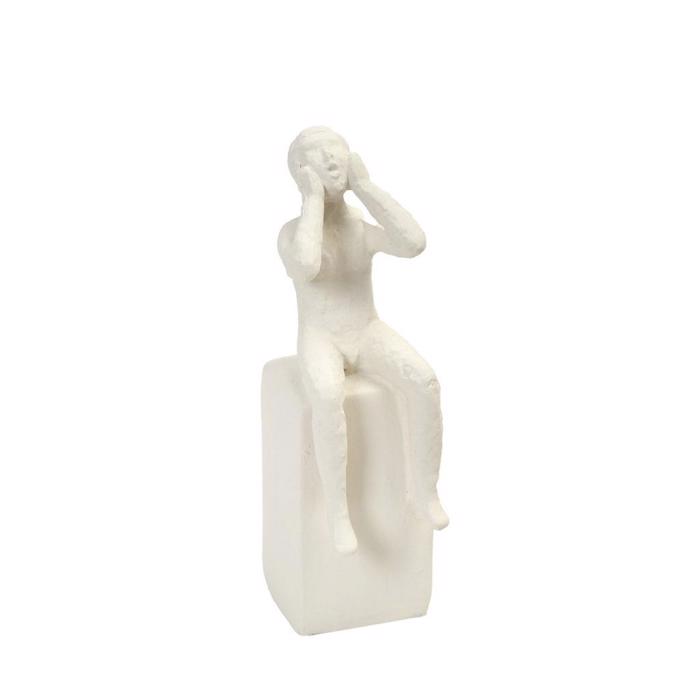 Kathisti Figura se Basi Resin Lefki 8.5x6x19cm RAH109K4 Espiel