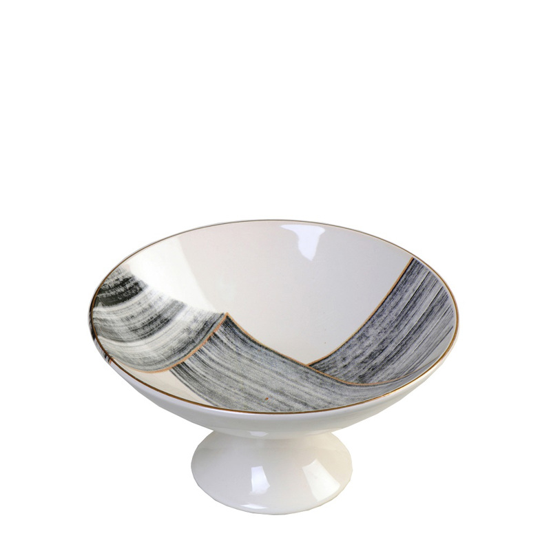 Μπωλ με Πόδι Κεραμικό Λευκό/Γκρι Φ24.5X13cm ROV105 Espi