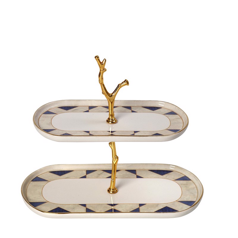 Υαλικά agiovlasitishome - ΣΗΜΑΝΤΙΚΟ: Σε περίπτωση διαφοράς τιμής από το κατάστημα ισχύει παντα και μόνο η τιμή του καταστήματος Ορντερβιέρα Κεραμική Μπλε/Μπεζ 2 Επιπέδων Οβάλ 22/27cm